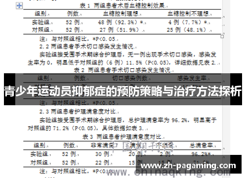 青少年运动员抑郁症的预防策略与治疗方法探析